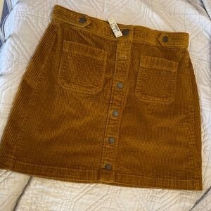 Madewell Corduroy Button-Front Mini Skirt in Mustard Yellow